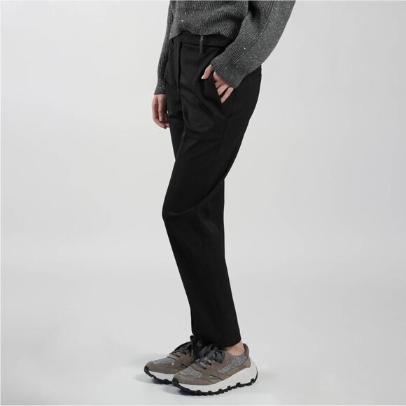 Brunello Cucinelli Black Virgin Wool Blend High Rise Pleated Trousers Women’s 8 - Picture 1 of 9